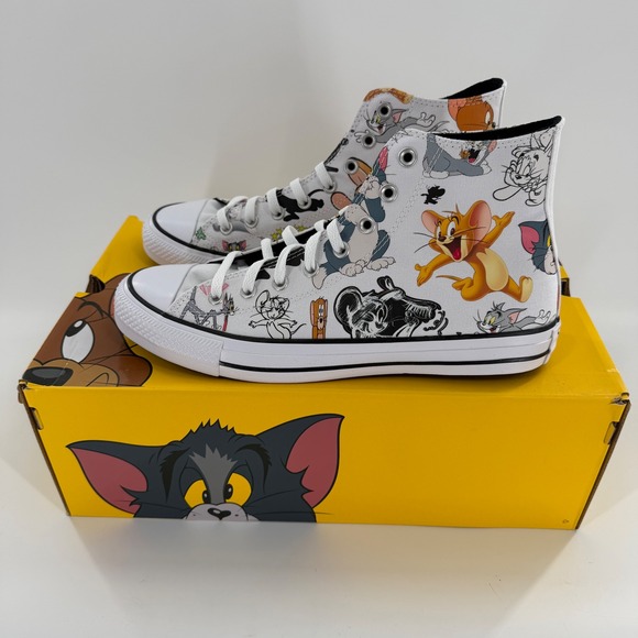 Converse x Tom & Jerry Shoes Mens US 10.5 White Chuck Taylor All Star Hi A15112C - Picture 2 of 11